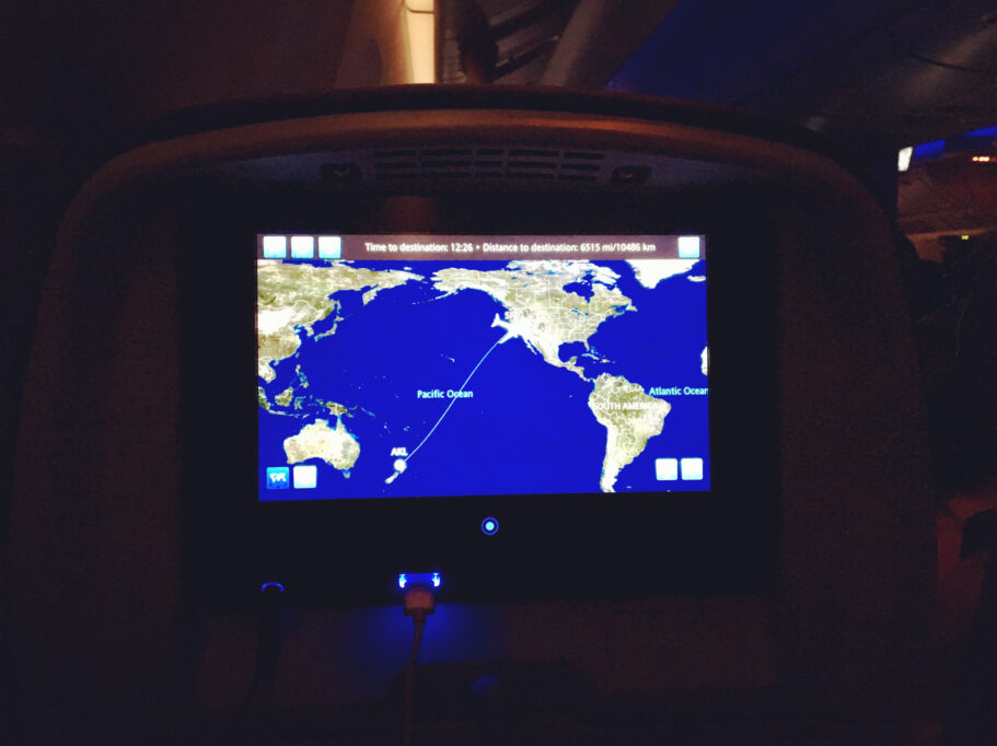 tips for long haul flights airplane screen
